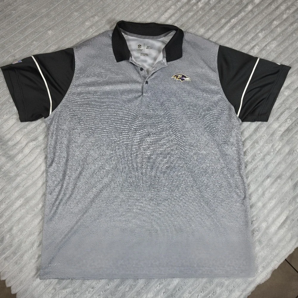 Nike Baltimore Ravens NFL Onfield Dri-FIT Striped Polo Shirt Mens 2XL